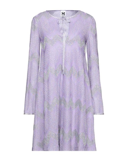 M Missoni Purple Lilac Mini Dress Cotton, Viscose, Metal, Polyamide