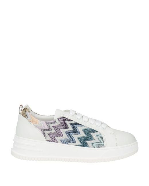 Missoni White Sneakers Leather, Textile Fibers
