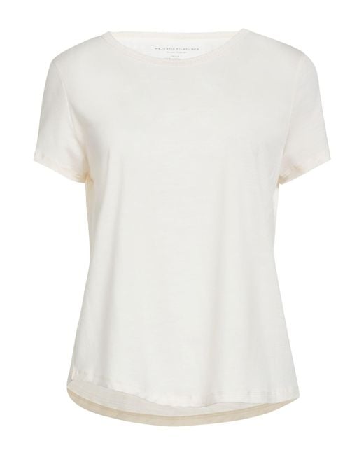 Majestic Filatures White Cream T-Shirt Lyocell, Virgin Wool