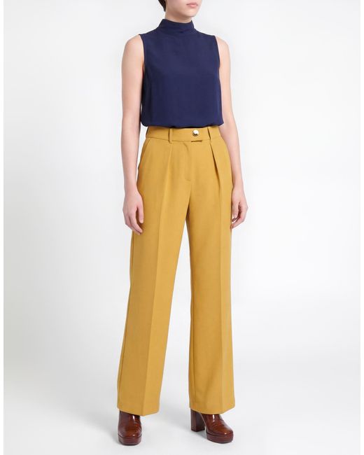 Elisabetta Franchi Yellow Pants Polyester, Elastane