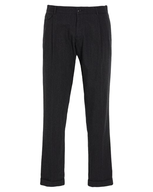 Dolce & Gabbana Blue Charcoal Pants Virgin Wool, Cotton for men