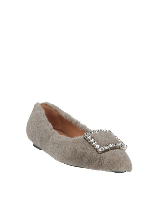 Roberto Festa Gray Ballet Flats Shearling