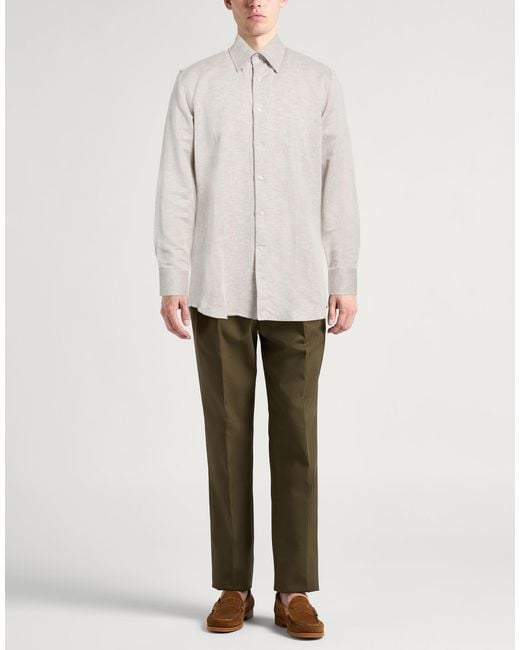 Canali White Shirt Linen, Cotton for men