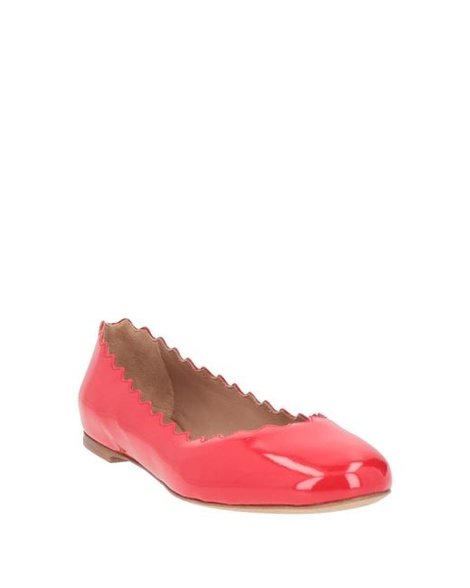 Chloé Red Ballet Flats Leather