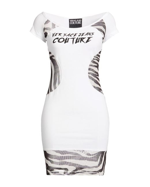 Versace Jeans Couture White Mini Dress Cotton, Elastane, Polyester