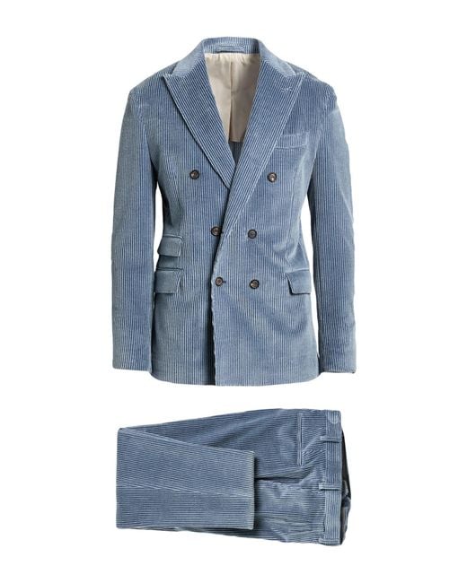 Eleventy Blue Platinum Slate Suit Cotton, Cashmere, Elastane for men