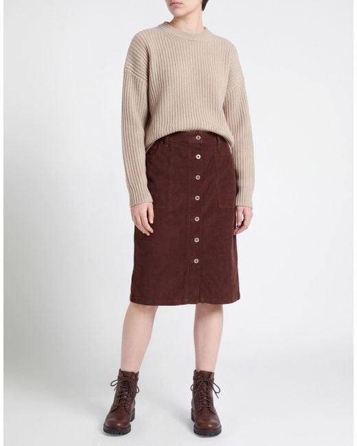 Please Brown Midi Skirt Cotton, Elastane