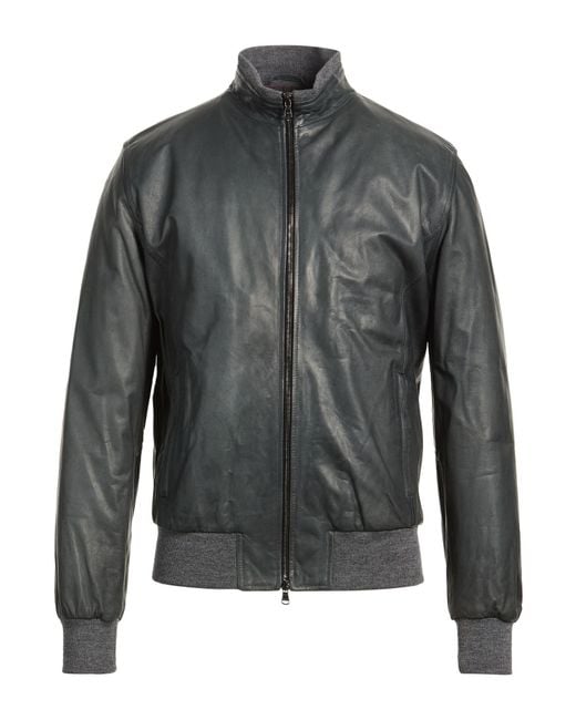 Barba Napoli Gray Jacket Leather for men