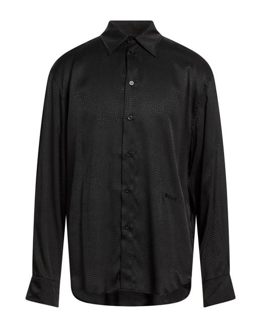 MSGM Black Shirt Acetate, Silk for men