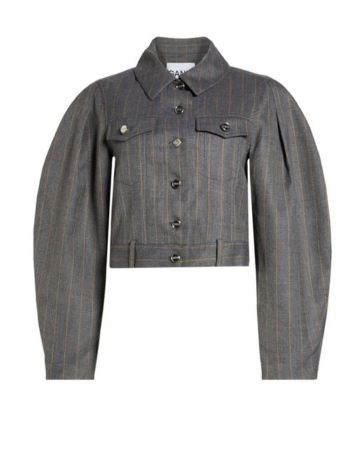 Ganni Gray Jacket Wool, Polyester, Viscose