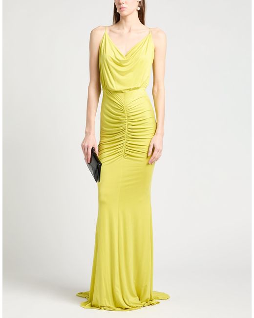 Elisabetta Franchi Yellow Carpet Maxi Dress Cupro, Elastane