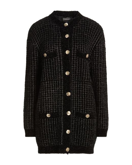 Emporio Armani Black Cardigan Polyamide, Viscose, Metallic Fiber, Elastane