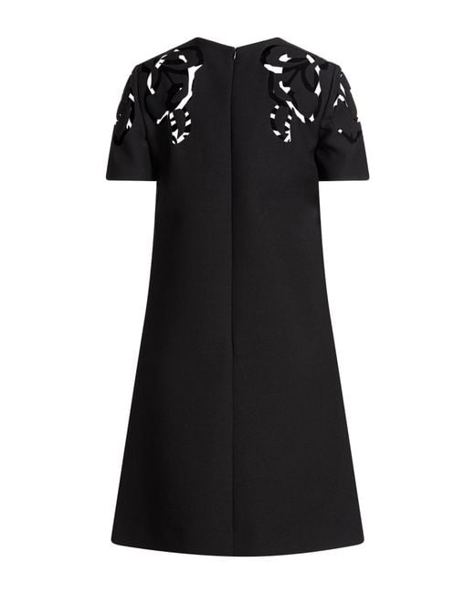 Valentino Garavani Black Mini Dress Virgin Wool, Silk