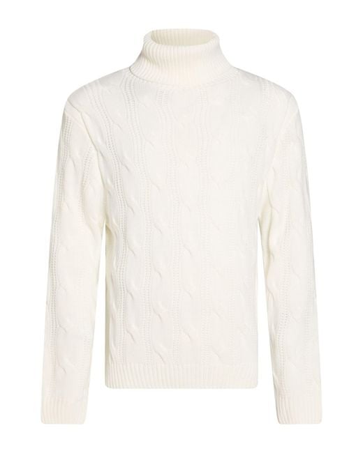 BERNESE Milano White Turtleneck Wool, Modal for men
