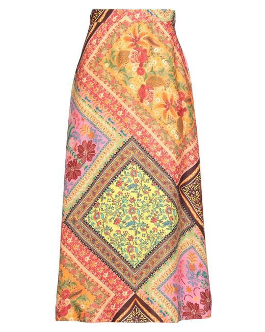 Farm Rio Red Midi Skirt Viscose