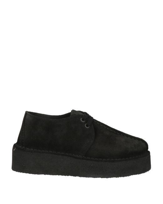 Clarks Black Lace-Up Shoes Leather