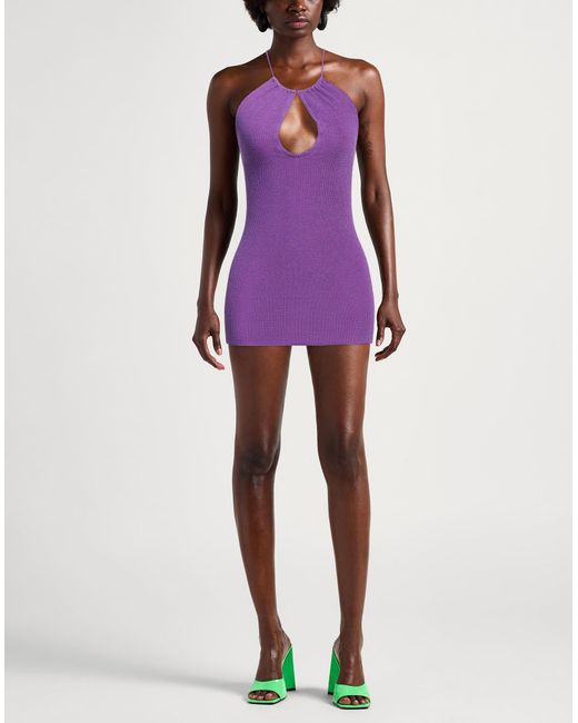 Mc2 Saint Barth Purple Mini Dress Polyamide, Metal, Elastane