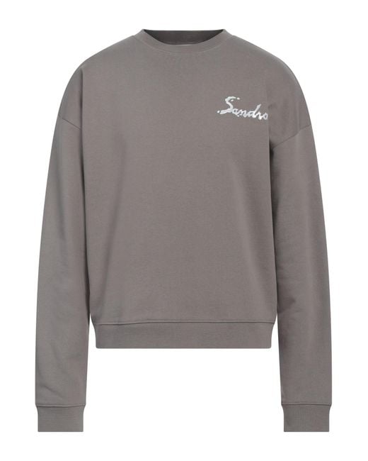 Sandro Gray Sweatshirt Cotton, Elastane for men