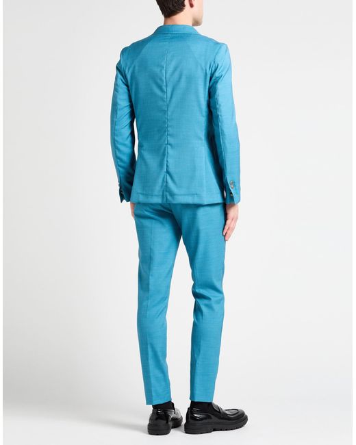 Bharnaba Blue Suit Polyester, Viscose, Elastane for men