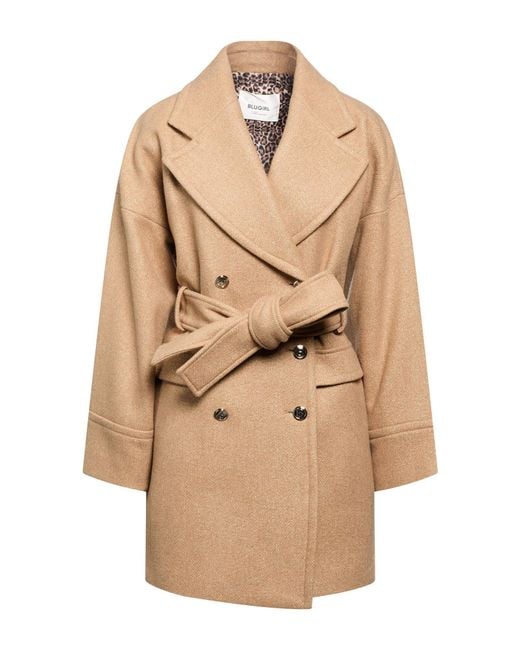 Blugirl Blumarine Natural Sand Coat Recycled Wool, Polyamide, Polyester