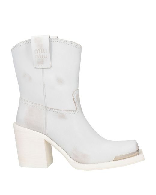 Miu Miu White Ankle Boots