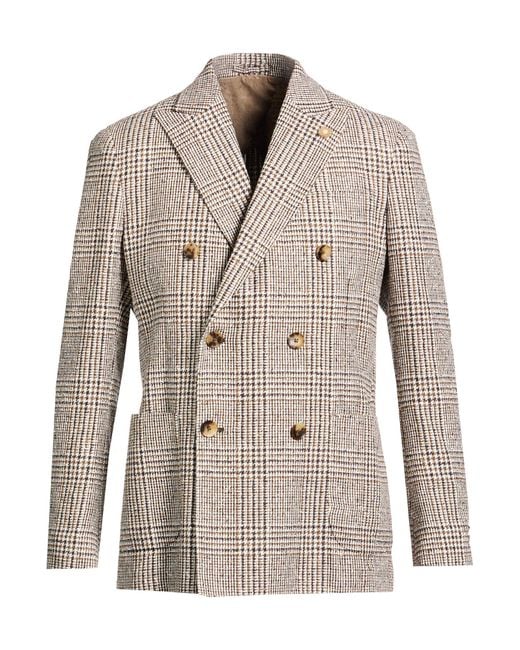 Lardini Natural Dark Blazer Linen, Polyamide, Cotton for men