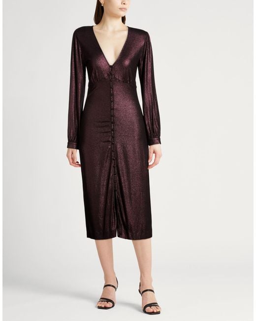 Majestic Filatures Purple Midi Dress Viscose, Elastane