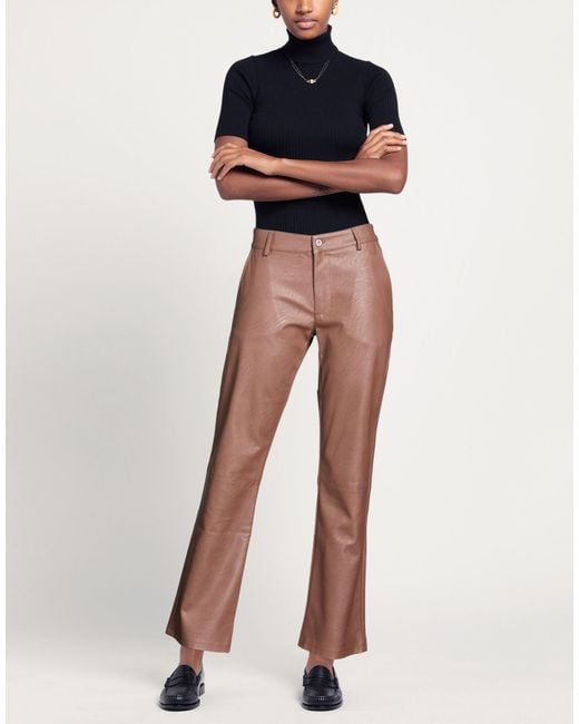 Please Brown Pants Polyurethane, Viscose