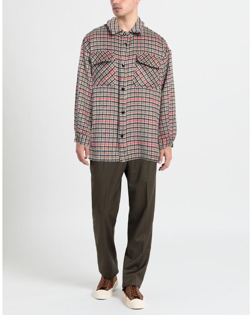 Laneus Gray Khaki Shirt Virgin Wool for men