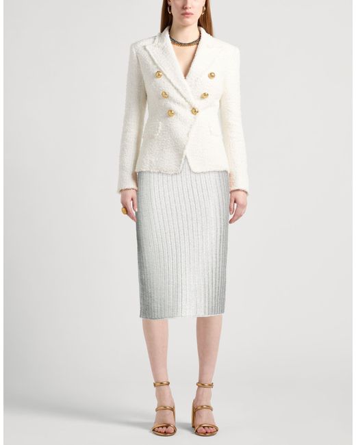 Tom Ford White Midi Skirt Cotton, Virgin Wool, Polyester