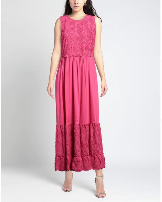 D.exterior Pink Maxi Dress Polyester, Cotton, Polyamide, Elastane