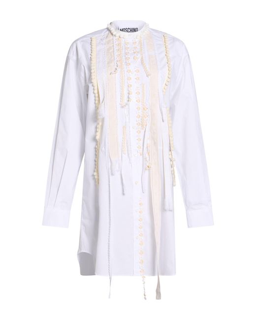 Moschino White Mini Dress Cotton, Elastane