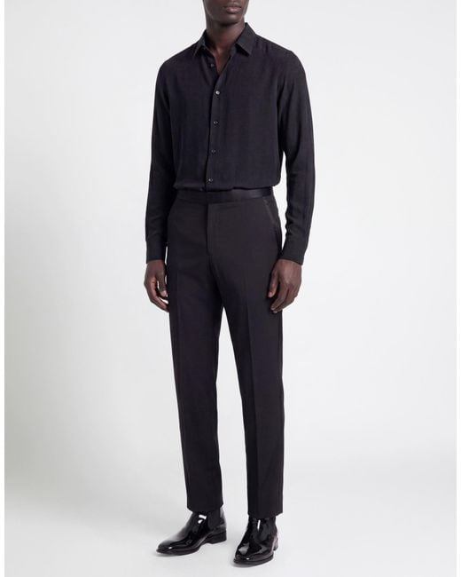 HUGO Black Pants Virgin Wool for men