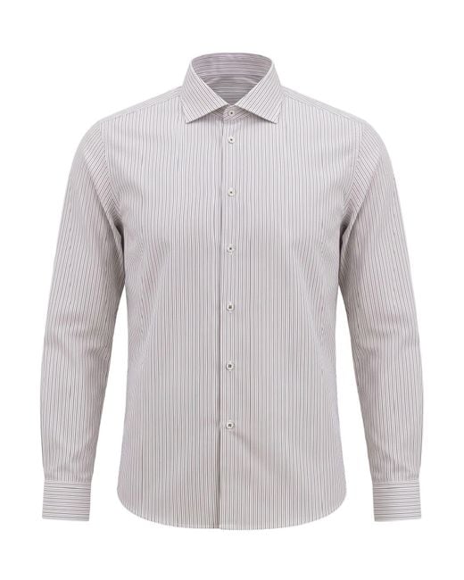Manuel Ritz White Lilac Shirt Cotton, Elastane for men