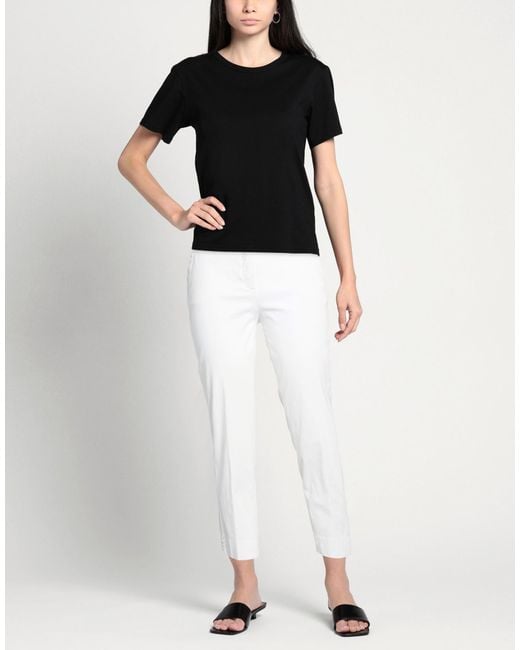 Via Masini 80 White Pants Cotton, Elastomultiester, Elastane