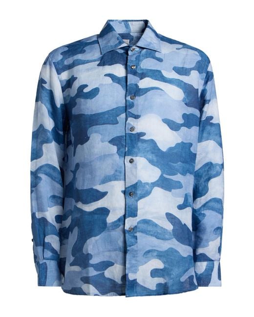 120% Lino Blue Shirt for men