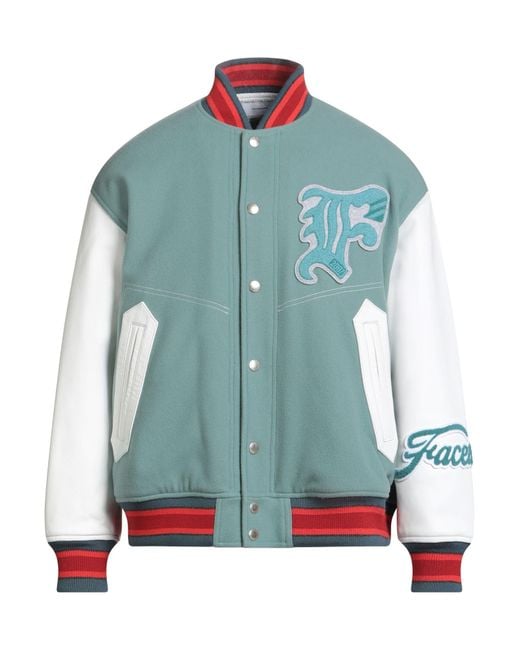 Facetasm Blue Jacket Wool, Elastane, Leather for men