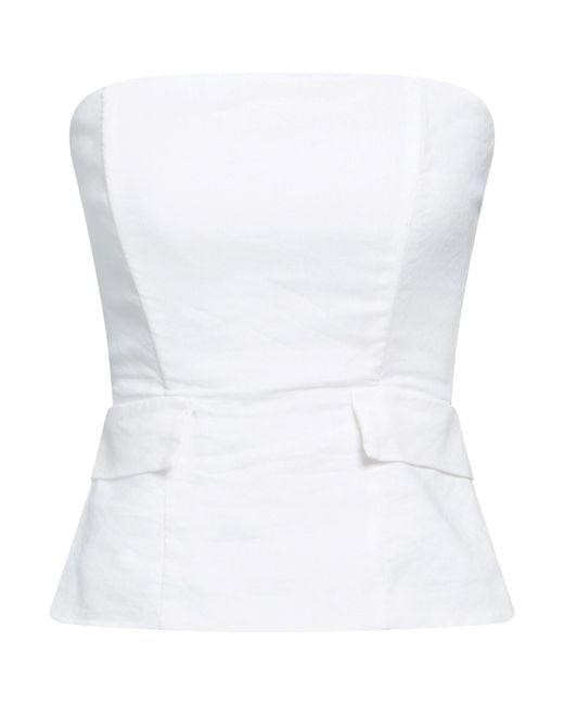 ALESSIA SANTI White Top Linen, Viscose, Elastane