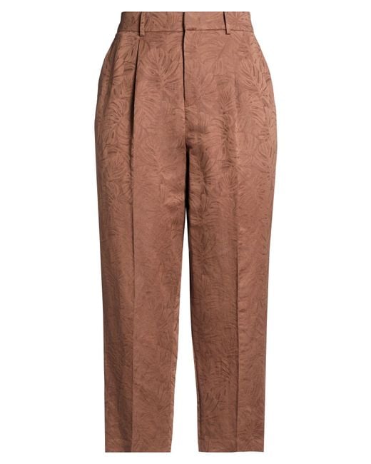 PT Torino Brown Pants Linen, Cotton