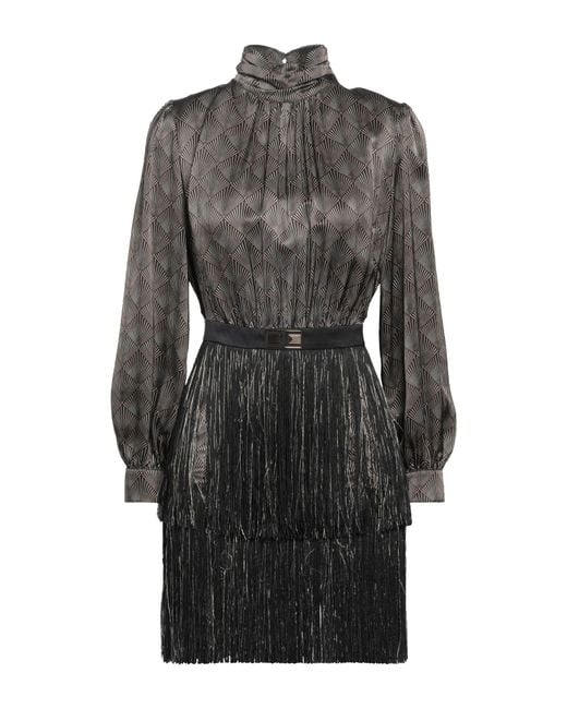 Elisabetta Franchi Gray Mini Dress Silk, Acetate, Viscose, Polyester