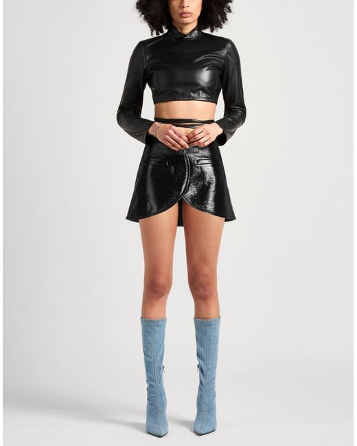 Courreges Black Mini Skirt Cotton, Polyurethane, Elastane