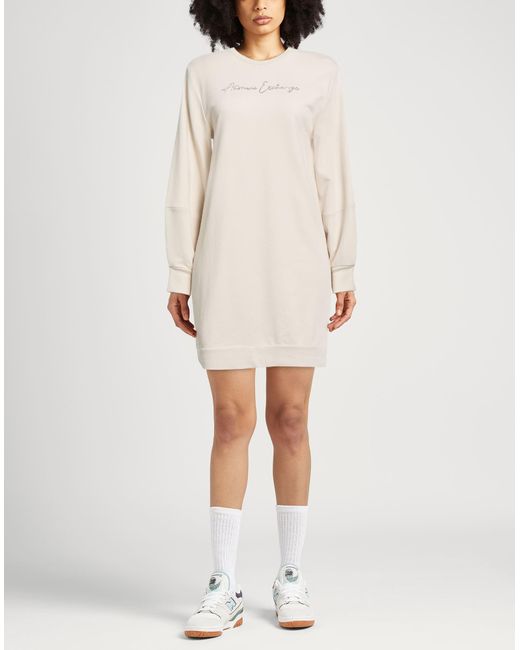 ARMANI EXCHANGE White Mini Dress Cotton, Polyester