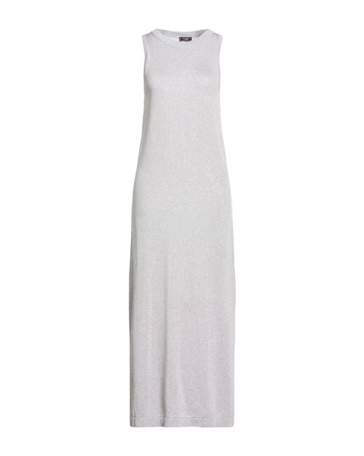Peserico White Light Maxi Dress Cotton, Viscose, Metallic Fiber, Polyester