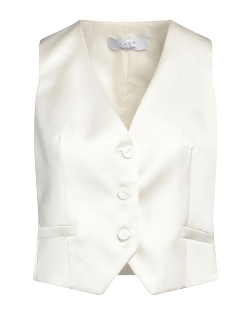 Kaos White Cream Tailored Vest Polyester, Elastane