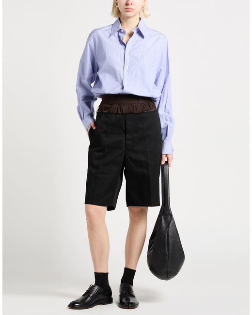 Maison Margiela Black Shorts & Bermuda Shorts Polyester, Cotton