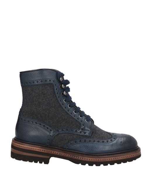 Santoni Blue Ankle Boots Leather, Textile Fibers for men