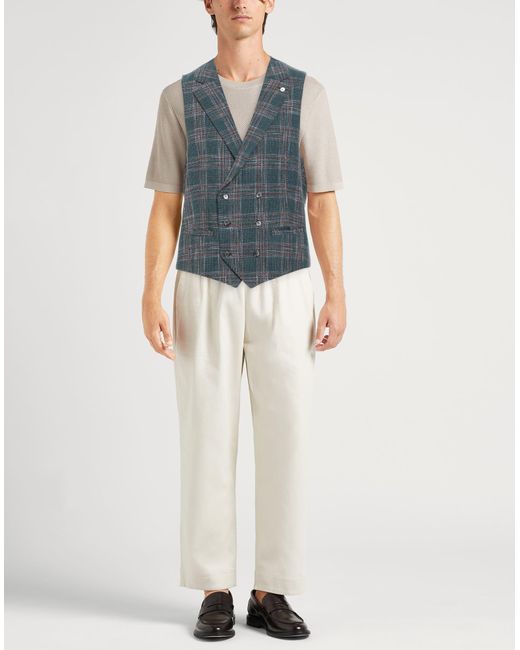 L.b.m. 1911 Blue Tailored Vest Cotton, Wool, Polyester, Acrylic, Polyamide for men
