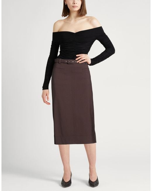 Incotex Brown By Slowear Dark Midi Skirt Virgin Wool, Elastane