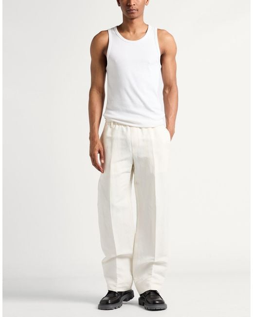 Burberry White Pants Paper Yarn, Viscose for men