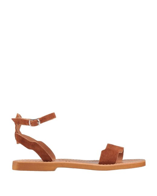 STELLA D'OTRANTO Brown Tan Sandals Leather
